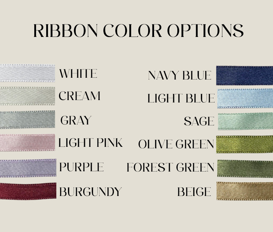 Ribbon color options – 12 ribbon colors for personalized lotus candle wedding favors