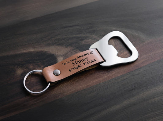 Personalized Leather Keychain Bottle Opener