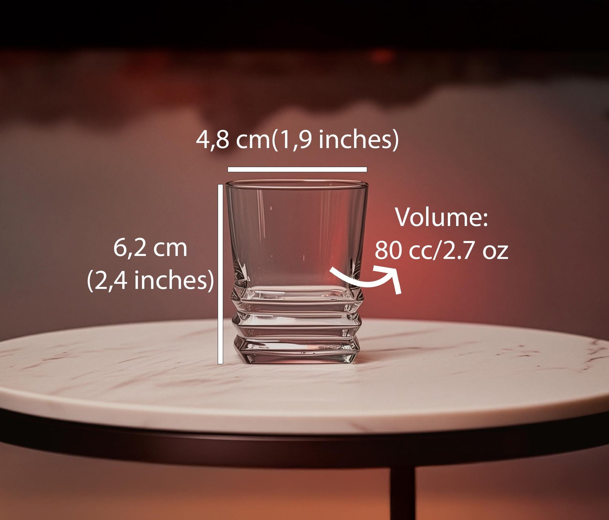 Custom 2oz shot glass birthday favor close-up engraving