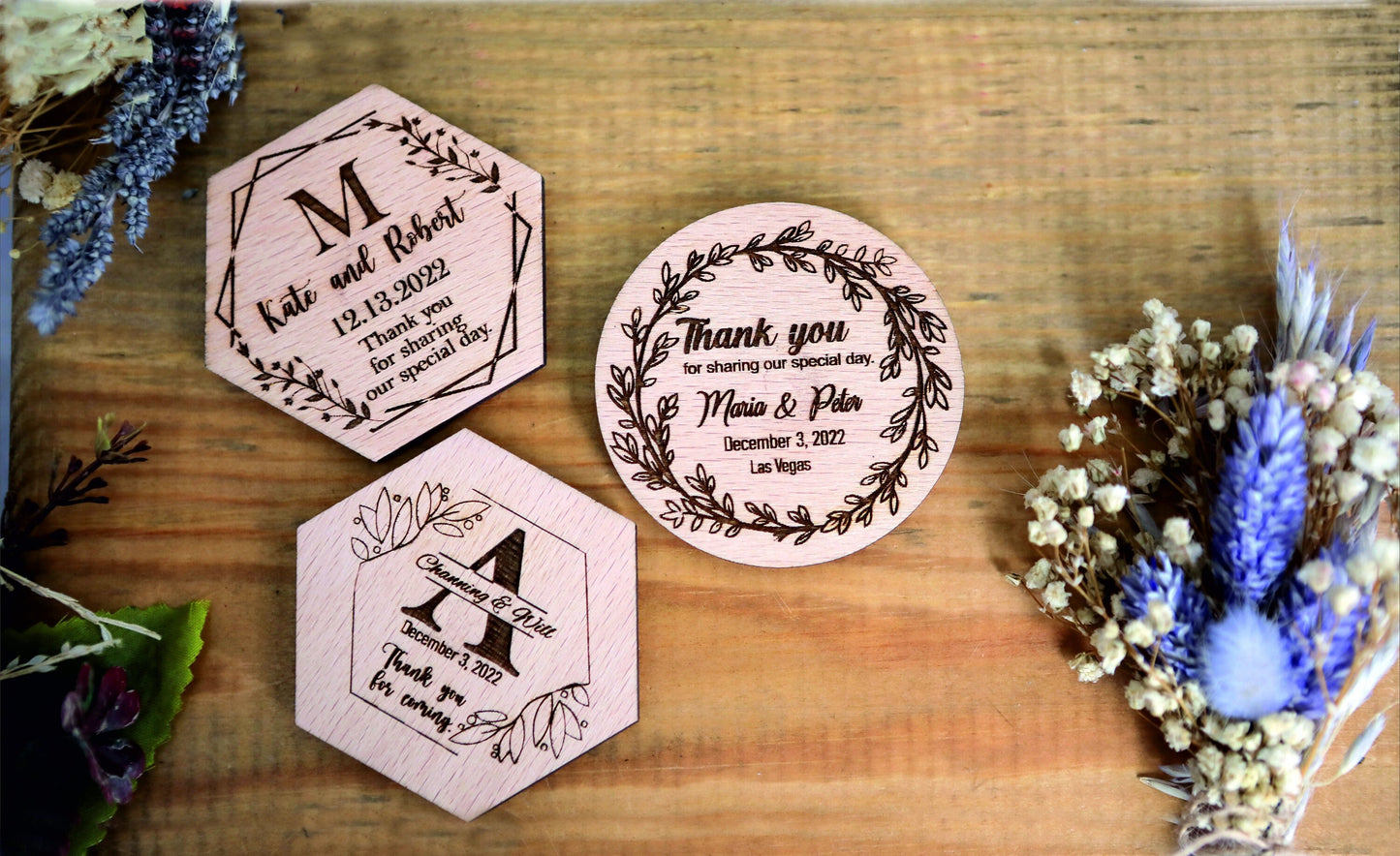Custom Wooden Save the Date Magnet