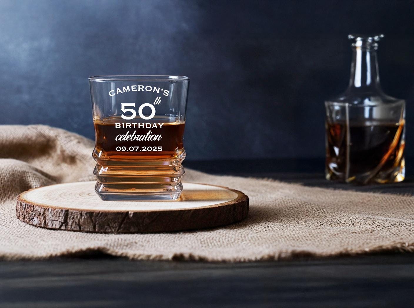 Custom engraved birthday shot glass with name and date