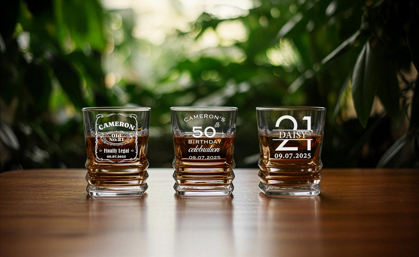Personalized birthday shot glass lifestyle shot