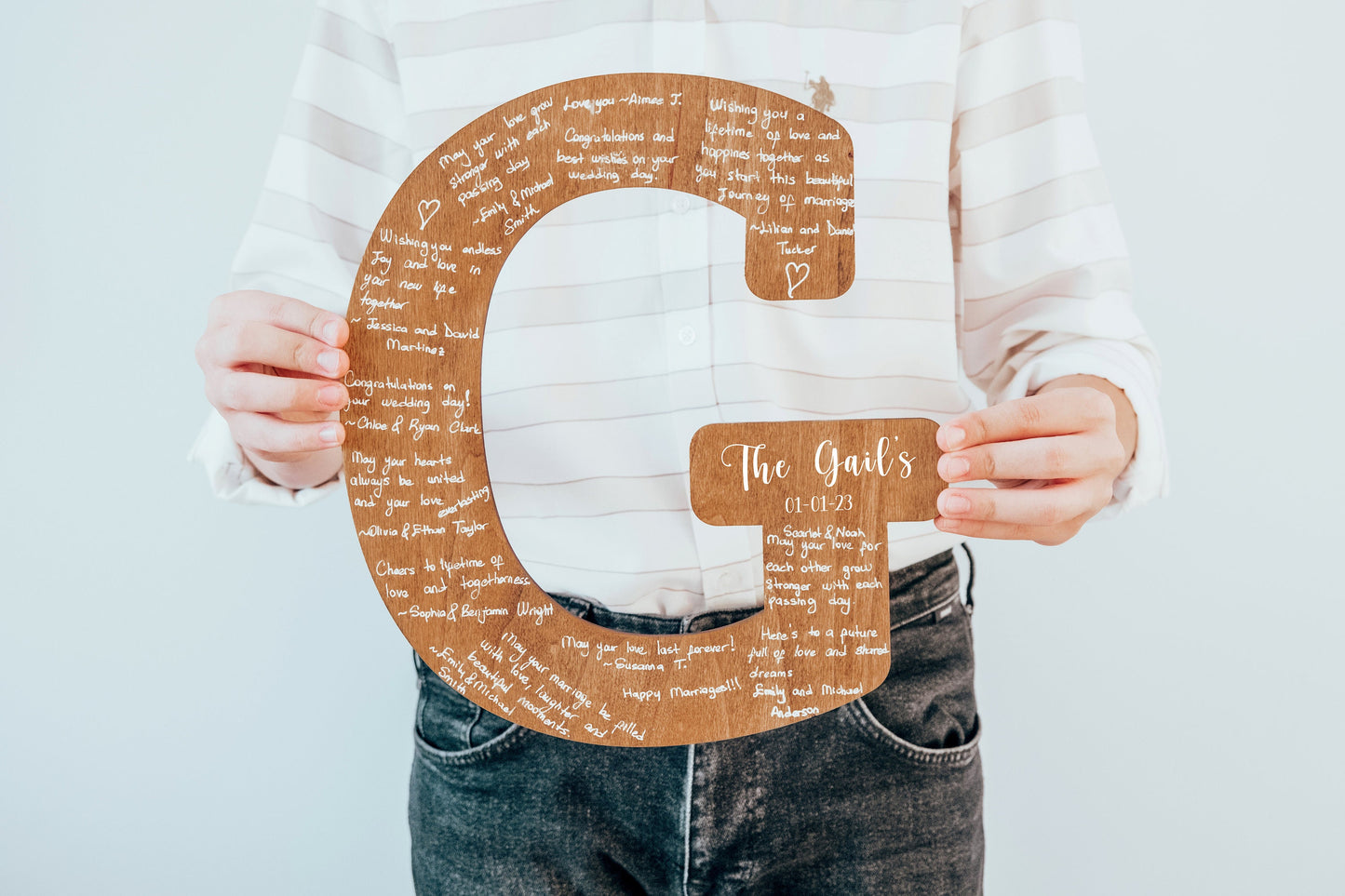 Rustic birch guest book alternative – completed with signatures